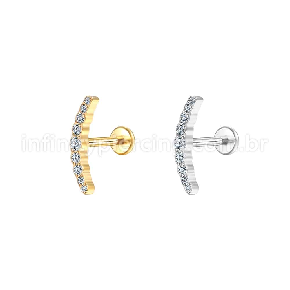 Piercing Labret Aço Cirúrgico Cluster Zircônia
